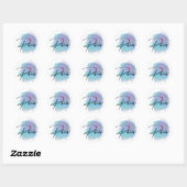 Sticker Rond Turquoise Galaxie Bleue Poissons Constellation Zod (Feuille)