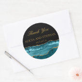 Sticker Rond Turquoise Gold Agate Mariage Faveur Merci (Enveloppe)