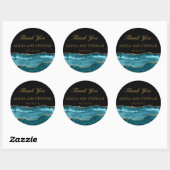 Sticker Rond Turquoise Gold Agate Mariage Faveur Merci (Feuille)