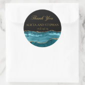Sticker Rond Turquoise Gold Agate Mariage Faveur Merci (Sac)