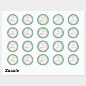 Sticker Rond Turquoise Gold Honey Honeypeb frontière et abeille (Feuille)