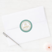 Sticker Rond Turquoise Gold Honey Honeypeb frontière et abeille (Enveloppe)
