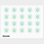 Sticker Rond Turquoise Gold Snowflake Modern Simple Adresse (Feuille)