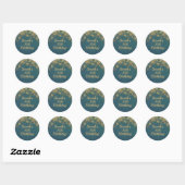 Sticker Rond Turquoise Gold String éclaire Bokeh Girl's 16th Bi (Feuille)