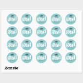 Sticker Rond Turquoise Graduation Gras Typographie Simple Moder (Feuille)