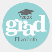 Sticker Rond Turquoise Graduation Gras Typographie Simple Moder (Devant)