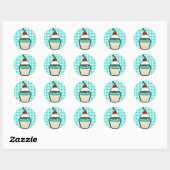 Sticker Rond Turquoise Green Cupcake (Feuille)