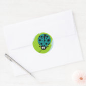Sticker Rond Turquoise Green Ladybug (Enveloppe)