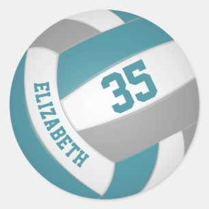 Sticker Rond turquoise gris blanc coutume filles garçons nom vo