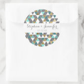 Sticker Rond Turquoise gris moderne et triangles or Faux (Sac)