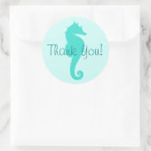 Sticker Rond Turquoise Hippocampe Merci (Sac)
