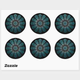 Sticker Rond Turquoise Mandala Modèle Floral Cone