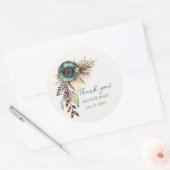 Sticker Rond Turquoise Merci Mariage Floral (Enveloppe)