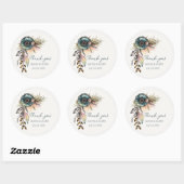 Sticker Rond Turquoise Merci Mariage Floral (Feuille)