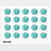 Sticker Rond Turquoise Métallic Pailleté Argent Vierge (Feuille)