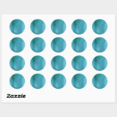 Sticker Rond Turquoise métallique simple Faux. (Feuille)