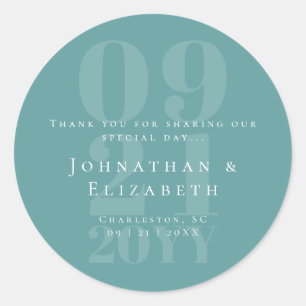 Sticker Rond Turquoise minimaliste Gras Type Mariage Faveur