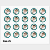 Sticker Rond Turquoise Moderne Obtention Hitté Photo Mariage (Feuille)