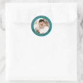 Sticker Rond Turquoise Moderne Obtention Hitté Photo Mariage (Sac)