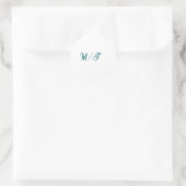 Sticker Rond Turquoise monogram wedding couple name simple styl (Sac)
