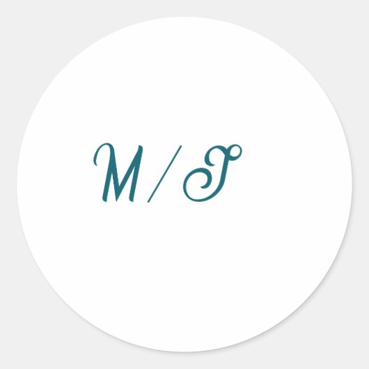 Sticker Rond Turquoise monogram wedding couple name simple styl (Devant)