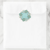 Sticker Rond Turquoise Monogramme mariage floral merci (Sac)