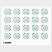 Sticker Rond Turquoise Mosaïque marbre triangles Monogramme Mar (Feuille)