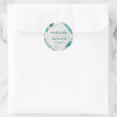 Sticker Rond Turquoise Mosaïque marbre triangles Monogramme Mar (Sac)