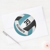 Sticker Rond turquoise noir blanc coutume filles garçons nom vo (Enveloppe)