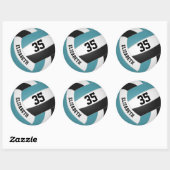 Sticker Rond turquoise noir blanc coutume filles garçons nom vo (Feuille)