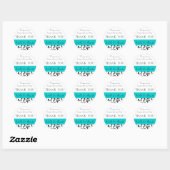 Sticker Rond Turquoise, Noir Mariage Faveur Merci Message (Feuille)