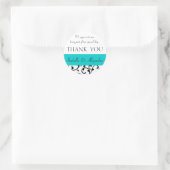 Sticker Rond Turquoise, Noir Mariage Faveur Merci Message (Sac)