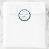 Sticker Rond Turquoise noir Monogramme D Mariage Merci (Sac)