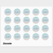 Sticker Rond Turquoise Ocean Sandy Beach Bijoux artisanaux (Feuille)