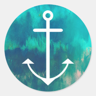 Sticker Rond Turquoise Ombre Nautique