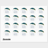 Sticker Rond Turquoise Peacock Blue Gold Agate Mariage (Feuille)