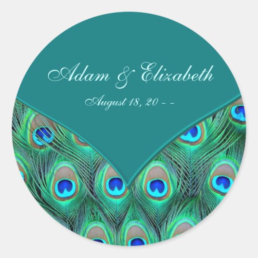 Sticker Rond Turquoise Peacock Elegant Peacock Mariage Faveur É (Devant)