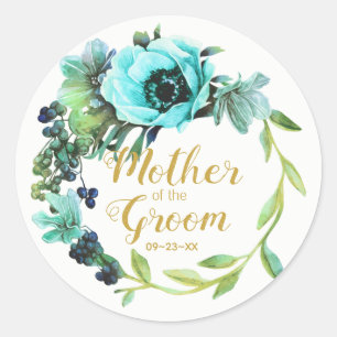 Sticker Rond Turquoise Peony Wreath Mère de la chambre ID456