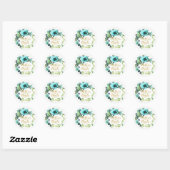 Sticker Rond Turquoise Peony Wreath Mère de la mariée ID456 (Feuille)