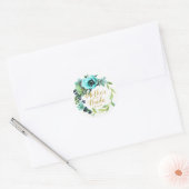 Sticker Rond Turquoise Peony Wreath Mère de la mariée ID456 (Enveloppe)