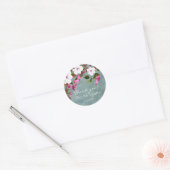 Sticker Rond Turquoise poussiéreux blanc magenta vert Floral (Enveloppe)