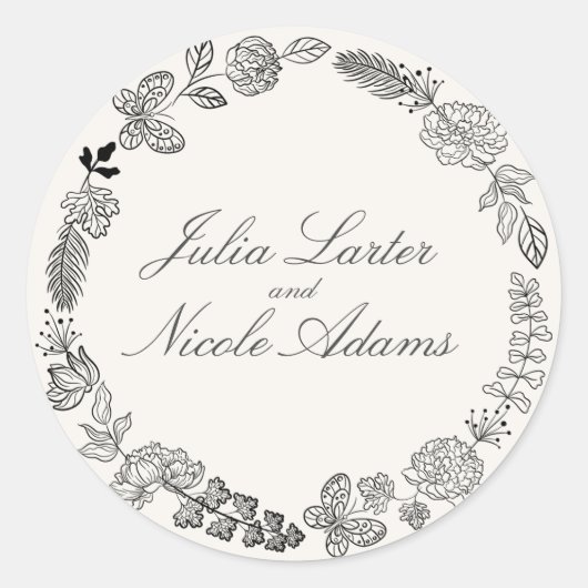 Sticker Rond Turquoise Purple Jaune Fleurs de prairie de printe (Devant)