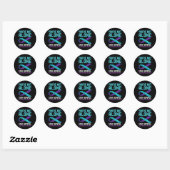 Sticker Rond Turquoise Purple Ribbon Support Prévention du suic (Feuille)