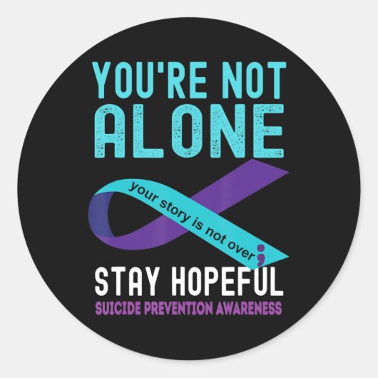 Sticker Rond Turquoise Purple Ribbon Support Prévention du suic (Devant)
