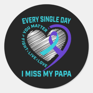 Sticker Rond Turquoise Purple Ribbon You Problème Papa Suicide 