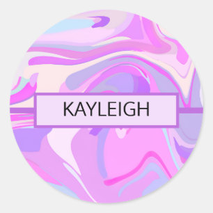 Sticker Rond Turquoise rose marbré