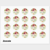 Sticker Rond Turquoise, rose, vert, or Bold Florals Mariage (Feuille)
