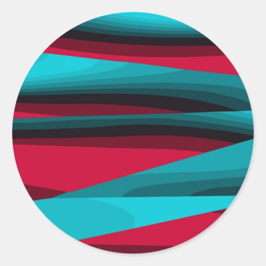 Sticker Rond Turquoise-rouge Abstrait (Devant)