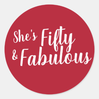 Sticker Rond Turquoise, Rouge Cinquante et Fabuleuse fête d'ann