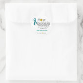 Sticker Rond Turquoise Ruban espoir du cancer de l'ovaire (Sac)